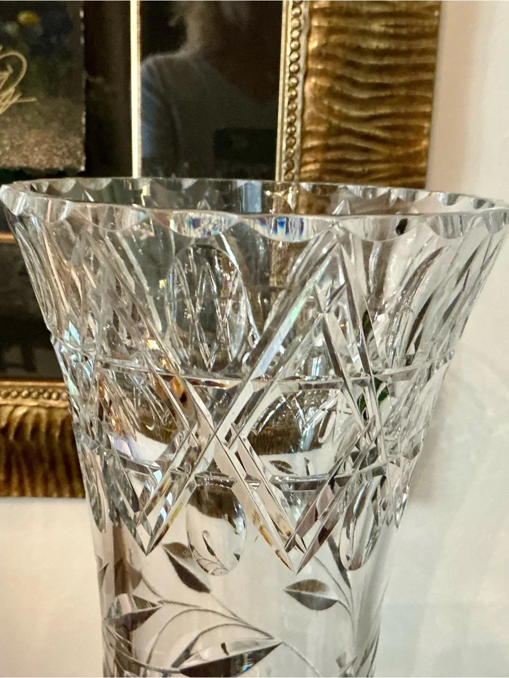 America Brilliant Period Cut Glass Corset Vase - Picture 3 of 8